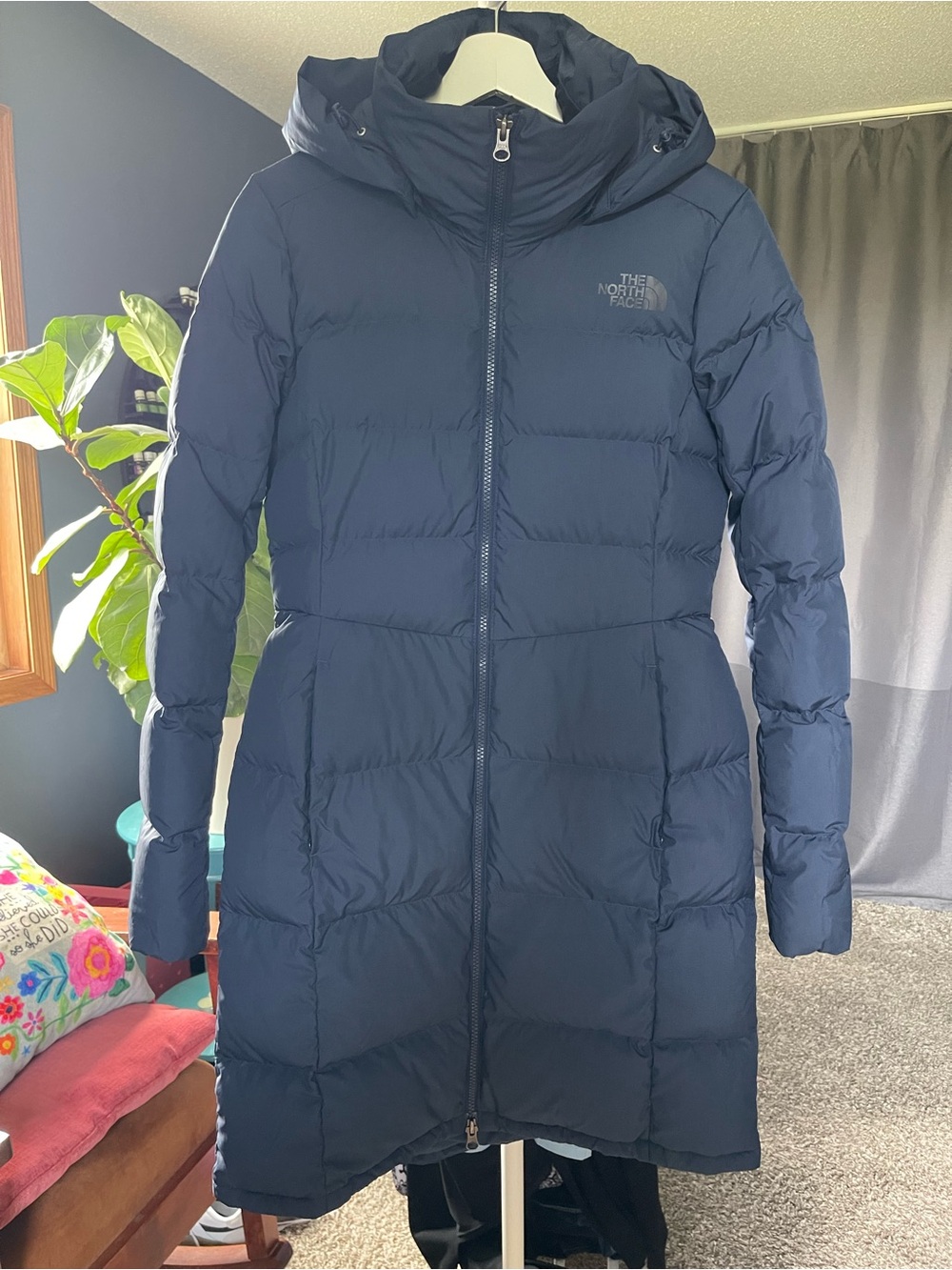 The North Face Women’s Navy Hooded Long Puffer Coat